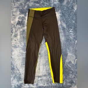 Athleta Yellow and Black Colorblock Leggings